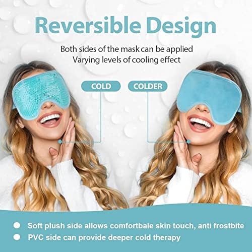 Gamufw Cooling Eye Mask Hot Cold Therapy Gel Eye Mask for Puffy Eye Migraine Relief, Headache, Dark Circles, Dry Eyes, Swollen Eyes, Sinus Pain (Blue)