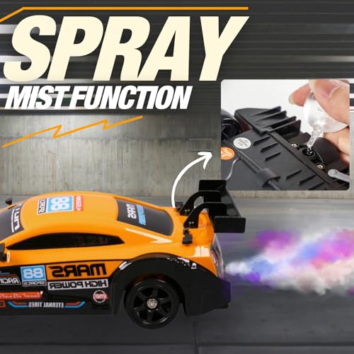 Image of Liberty Imports RC Drift Car 1 /16 2.4GHz 4WD Remote Control Sport Racing On-Road Vehicle with LED Light, Batteries and Drift Tires (Orange)