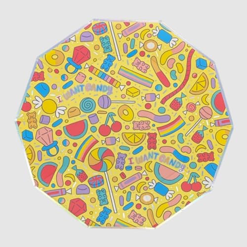 Coterie - I Want Candy Paper Plates For Kids Birthday, Large Durable Paper Plates, Party Supplies, Set of 10 | 9.25” Dinner Paper Plates