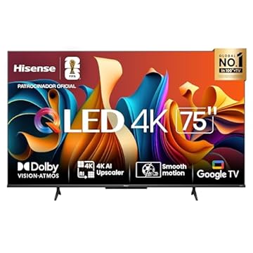 Hisense Smart TV UHD 4K QLED 75" Polegadas 75Q6N Google TV com HDR10+, Dolby Atmos, Modo Esporte, Modo Jogo Plus e Compatível com Alexa