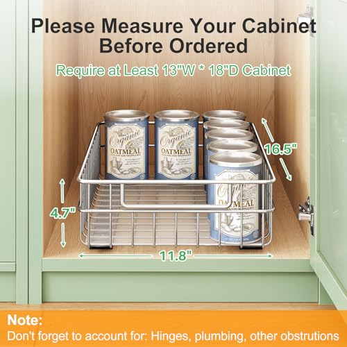 Pull-out-Cabinet-Organizer-Stainless-Steel-2-Pack-Slide-out-Drawer-with-Silent-Full-Extension-Slides-Adhesive-Roll-out-Can-Spice-Storage-Basket-Shelf-Rack-for-Pantry-Kitchen-Bathroom-Home-Closet
