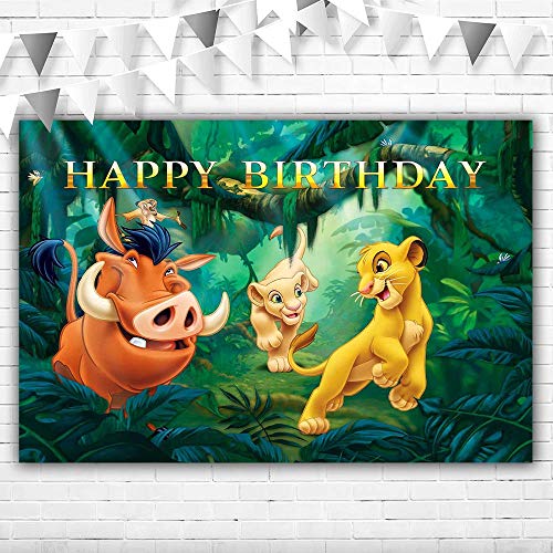YouRan Lion King Backdrop for Birthday Party 5x3 Jungle Safari Lion King Happy Birthday Backdrops for Photoshoot Vinyl Lion King 1st Birthday Decorations for Boys and Girls