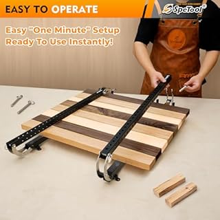 SpeTool 16 Inch Panel Clamps 2 Pack, 4-Way Pressure Aluminum Parallel Clamp For Woodworking with Adjustable parallelogram Couplers for Cutting Boards, Cabinets, Tabletops & Small Projects