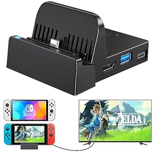 Docking Station for Nintendo Switch/Switch OLED, Ponkor Charging TV Dock, Portable Adapter Charger with USB 3.0 for Nintendo Switch Dock(No Cords)