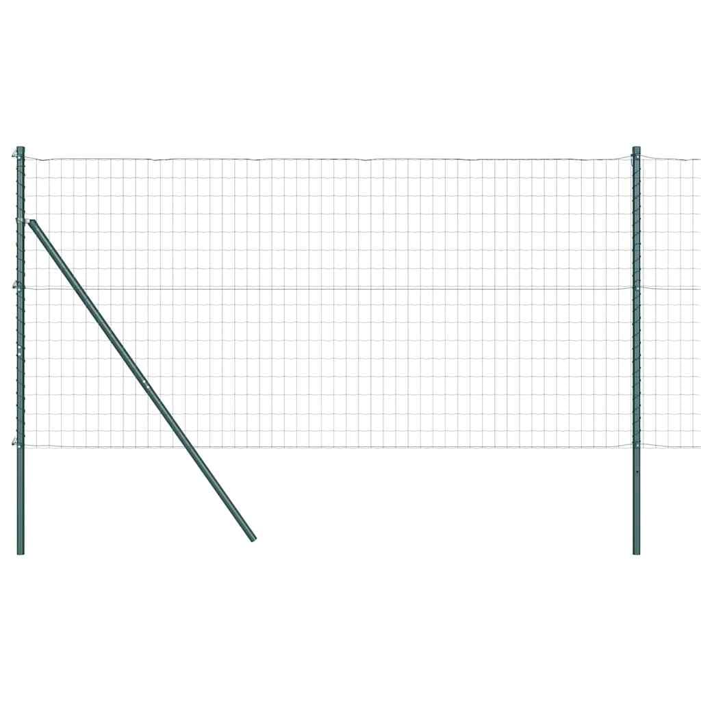 Garden Fence Panel Set with Posts 1.2 x 25 m Steel PVC Green Outdoor Boundary Barrier Secure Privacy Screening Kit for Yard Terrace Pet Enclosure Weather Resistant Modern Design