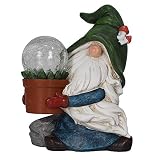 QWEWQE Gnomes Solar Garden Lights Outdoor Statues, Resin Gnome Figurine with Solar Light Funny Indoo