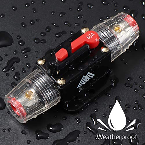 M1A2 Circuit Breaker Switch 60A Waterproof Fuse Inline Holder 3-15 Awg Resettable Fuse Manual Reset 12V-48V Dc For Car Audio Sound Amplifier System Rv Home Marine Boat Truck #TOP4