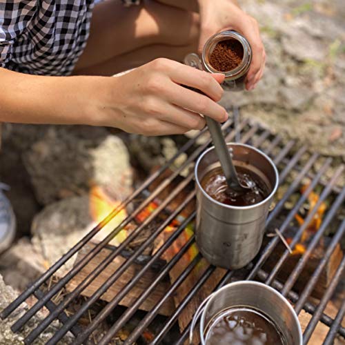 Tapirus Long Spork And Long Spoon Set | Deep Reach Stainless Steel Eating Utensils For Mre Bag | Keep Hands Clean And Away From Heat | Carry Bag Ideal For Hiking, Camping, Backpacking #TOP6