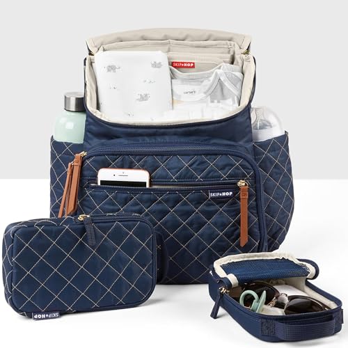 Image of Skip Hop Diaper Bag Backpack: Forma, Multi-Function Baby Travel Bag with Changing Pad & Stroller Attachment, Navy