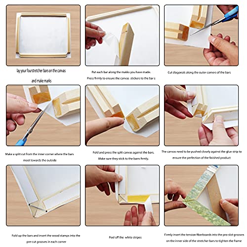 Sunwes, Diy Canvas Stretcher Frame Bar, Custom Wood Frame Stretcher For Canvas, Art Stretcher Bars, Wood Canvas Frame Kit For Painting, Canvas Tool Accessory 8X10Inch #TOP3