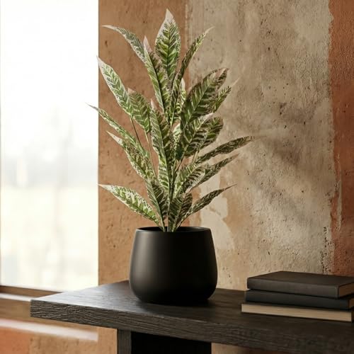 Image of Dekorly Artificial Plant Leaves Tropical Monstera Large Artificial Plants Fake Zebra Leaf Plastic Palm Tree Branch for Home Garden Decor | 26 Leaves (Green-G, Height : 76CM)