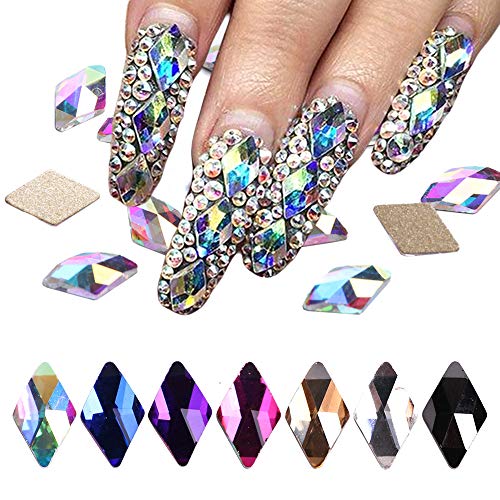 70Pcs Diamond Crystal Nail Rhinestone Gemstone Pearl 3D Nail Art Mobile Sewing Multicolor AB Crystal Bead Flash DIY