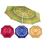 Vivo Technologies 1.9M Garden Parasol Umbrella Tilt Mandala Outdoor Sun Shade, 6.5Ft Sunshade Canopy Tilting Uv Protective For Beach, Garden, Pool And Patio