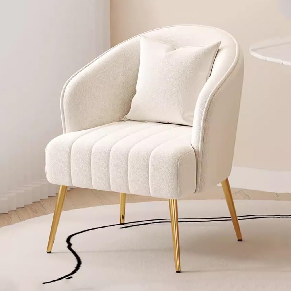 Modern Plush Living Room Chair Upholstery Lazy Chair Arm Chair with Pillows,Comfy Chair Bedroom Accent Chairs Sofa Seat Chair for Hotel Parlour Negotiation(Dark Pink,Gold Legs)