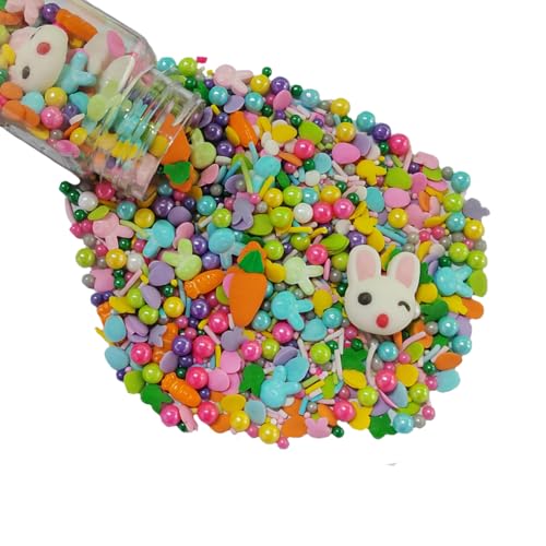 Image of Easter Sprinkles Rabbit Bunny Carrot Edible Sugar Pearls for Cake Decorating Easter Cupcake Cake Toppers Baking Cookie Pearl Cake Decorations Valentine's Day Halloween Supplies