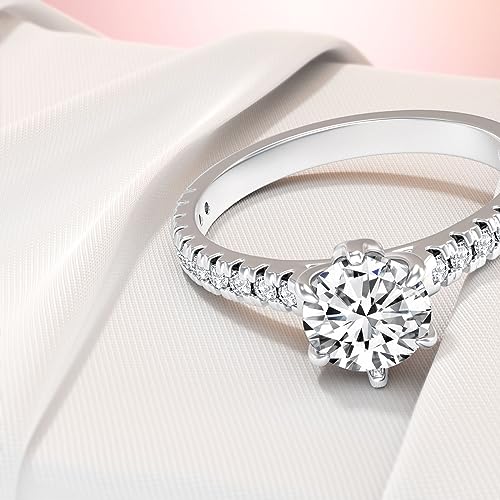 1.0 CT Center Round Cut Moissanite Anniversary Wedding Engagement Ring Women, White Gold Moissanite Wedding Ring,Moissanite Promise Rings3