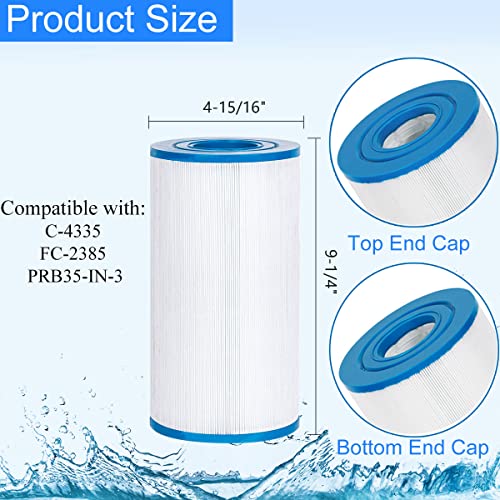 HANXER PRB35-in Spa Filter Cartridge Replaces for Unicel C-4335, Filbur FC-2385, R173431, 409-219, 03FIL1300, 17-2482, 25393, 303557, 817-3501, Darlly 40353, 35 sq.ft Drop in Hot Tub Filter, 2 Pack