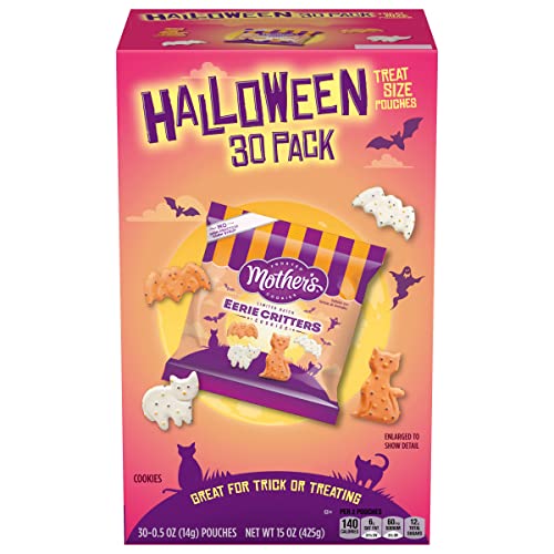 Mother’s Circus Halloween Animal Cookies, Snack Pack Halloween Treats for Kids, Individually Wrapped Halloween Cookies, Cats and Bats Frosted Animal Cookies with Sprinkles, 30ct Box