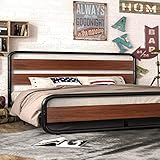 IMUsee Full Size Strong Metal Platform Noise Free Bed Frame with Wooden Headboard/Footboard,Mattress...