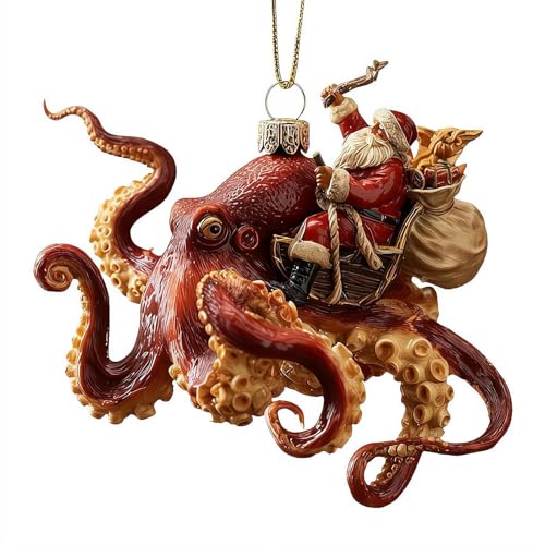 Weihnachts-Oktopus-Anhänger, Küsten-Baumschmuck für...