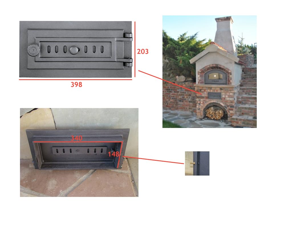 Sellon24® H1609 - Puerta de horno (398 x 203 cm, hierro fundido)