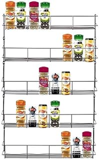 Greenfields Chrome 5 Tier Spice Herb Jar Rack Holder For Home Kitchen Door Cupboard Storage or Wall Mountable