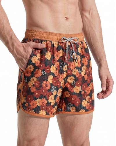 maamgic Herren Badeshorts Vintage Retro Boardshorts Schnelltrocknend Kurz Badehose Schwimmhose mit Mesh-Futter und Verstellbarem Tunnelzug