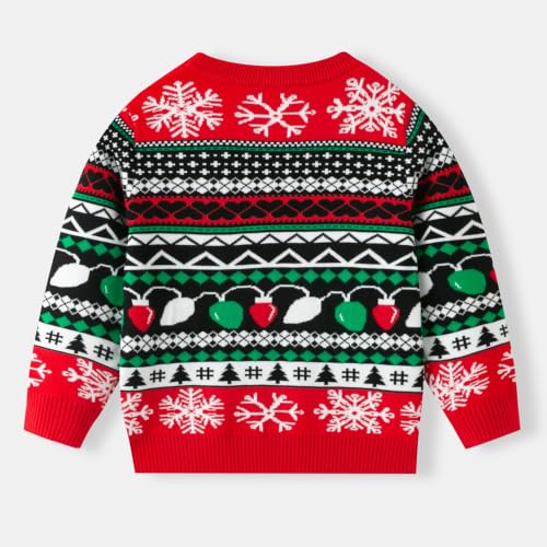Image of Ugly Christmas Sweater Kids Girls Boys Reindeer Snowflake Knitted Xmas Holiday Pullover Sweater 2-9 Years Old