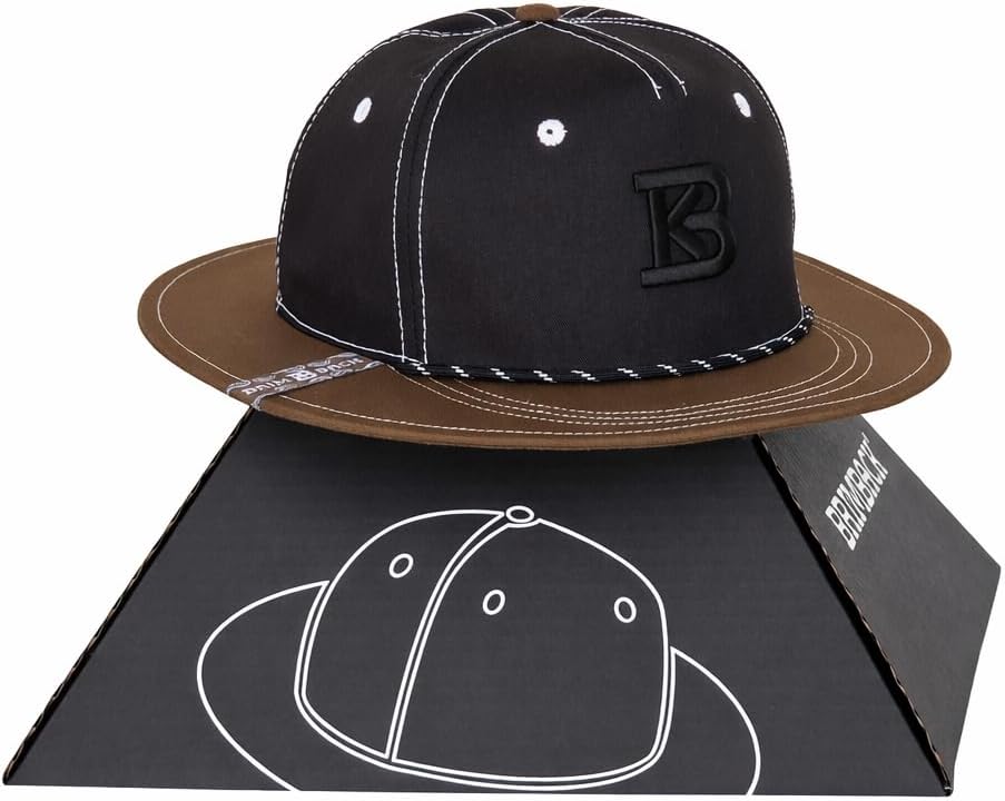 Full Brim Baseball Cap – Wide Flat Brim Fitted Hat, 5 Panel Structured Rope Cap Streetwear