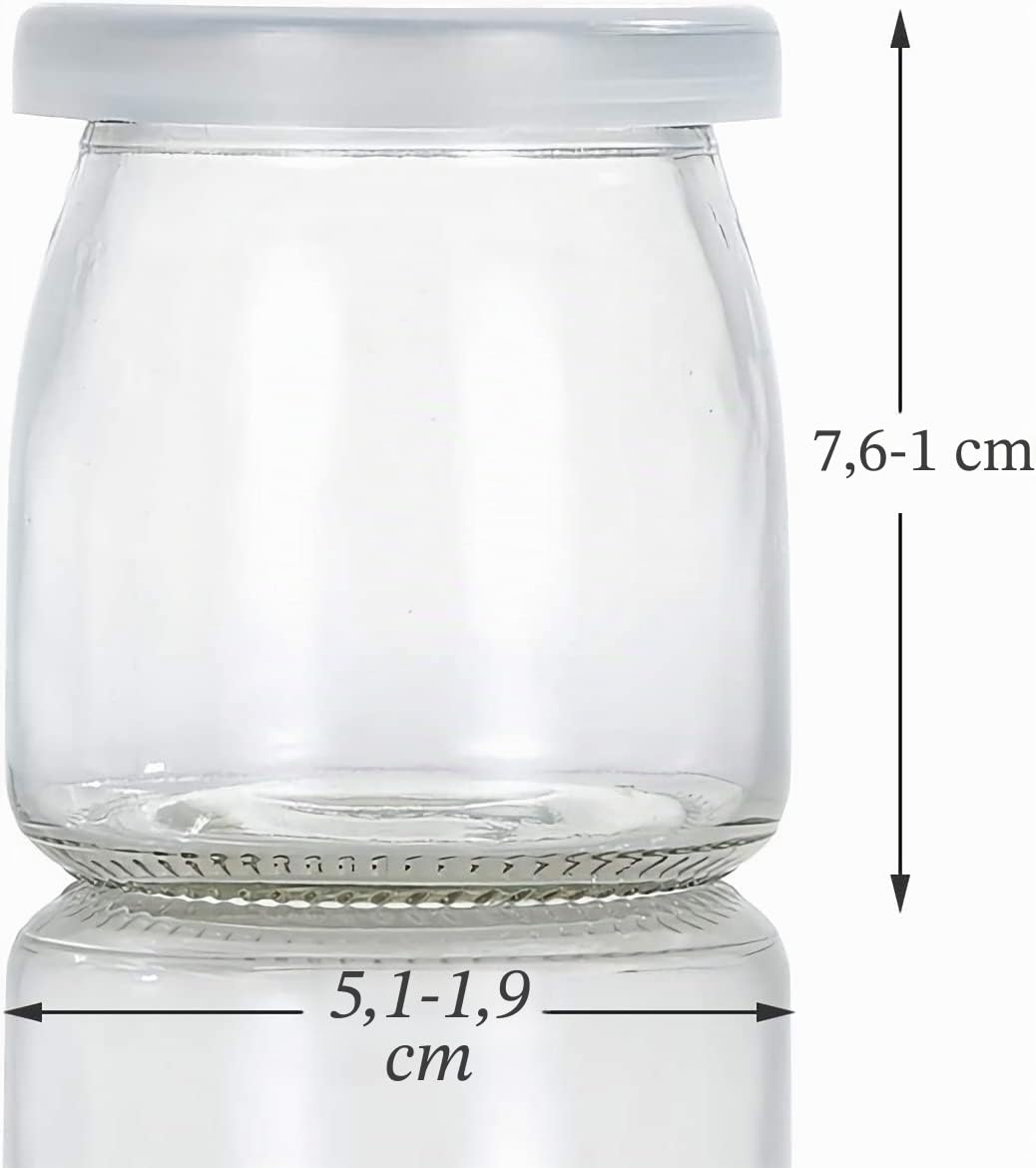 Lawei 30 vasos yogurtera de Cristal 200 ml vacío Vaso Yogur con Tapa Vaso Postre con Tapa Tarros de Conservación Para yogurtera y robot de cocina