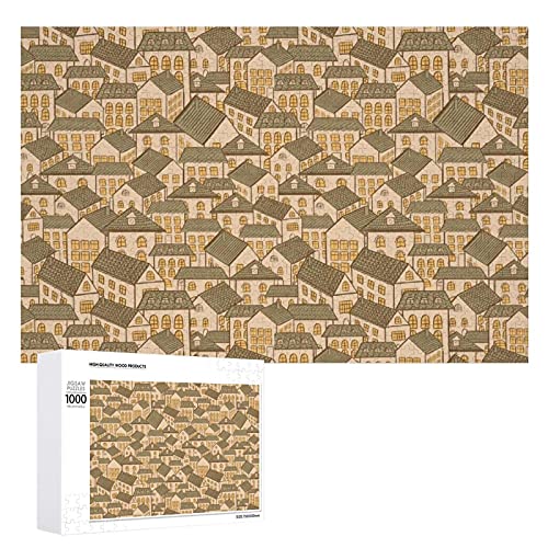 Yolocal Geometrisches Dekor Muster 1000 Teile Holz Puzzle für Erwachsene Kinder Große pädagogische geistige Malerei Puzzle Spiel Spielzeug Geschenk für Zuhause Wanddekoration Puzzle Bodenpuzzle Cover