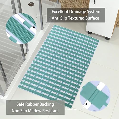 Image of Luxe Home Shower Mats for Bathroom Anti Slip Non Skid Bathtub Mat (Aqua, 40x70 cm)