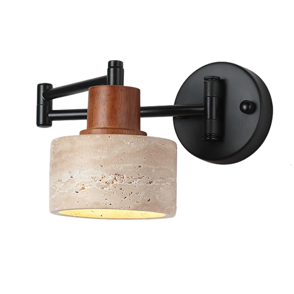 SMCCYYSD E27 Screw Yellow Travertine Wall Sconce, Nordic Industrial Style Single-Head Light, Personalized Wall-Mounted Light Fixtures, Bedside Entrance Dressing Table Decorative Lamp