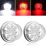 2PCS Dual Revolution Red Turn Signal and Marker to White Auxiliary 17 LED Watermelon Lights, Clear Lens & Stainless Steel Bezel Marker Lights for Freightliner Kenworth Peterbilt Trailer Heavy Trucks