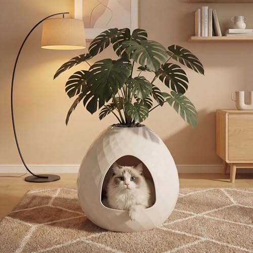 GULAIMOAO Hidden Cat Litter Box Secret Small Plant Litter Box Furniture with Two Interchangeable Top for Living Room Corner Easy Assembly