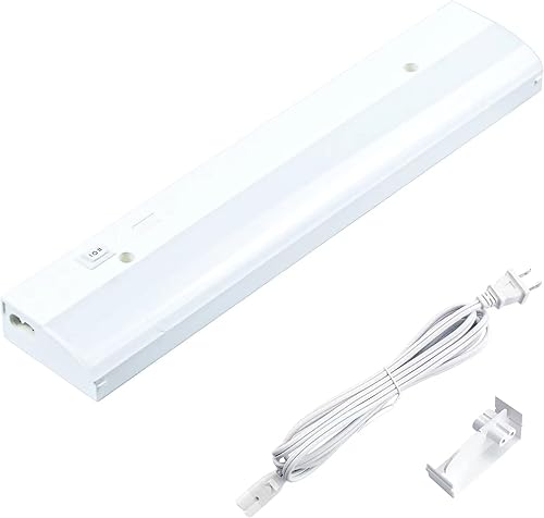 LUMILAND Juego de luces LED para gabinete, 12 pulgadas, enchufable, luz blanca cálida (3000 K) sobre fregadero para cocina, oficina, garaje, taller
