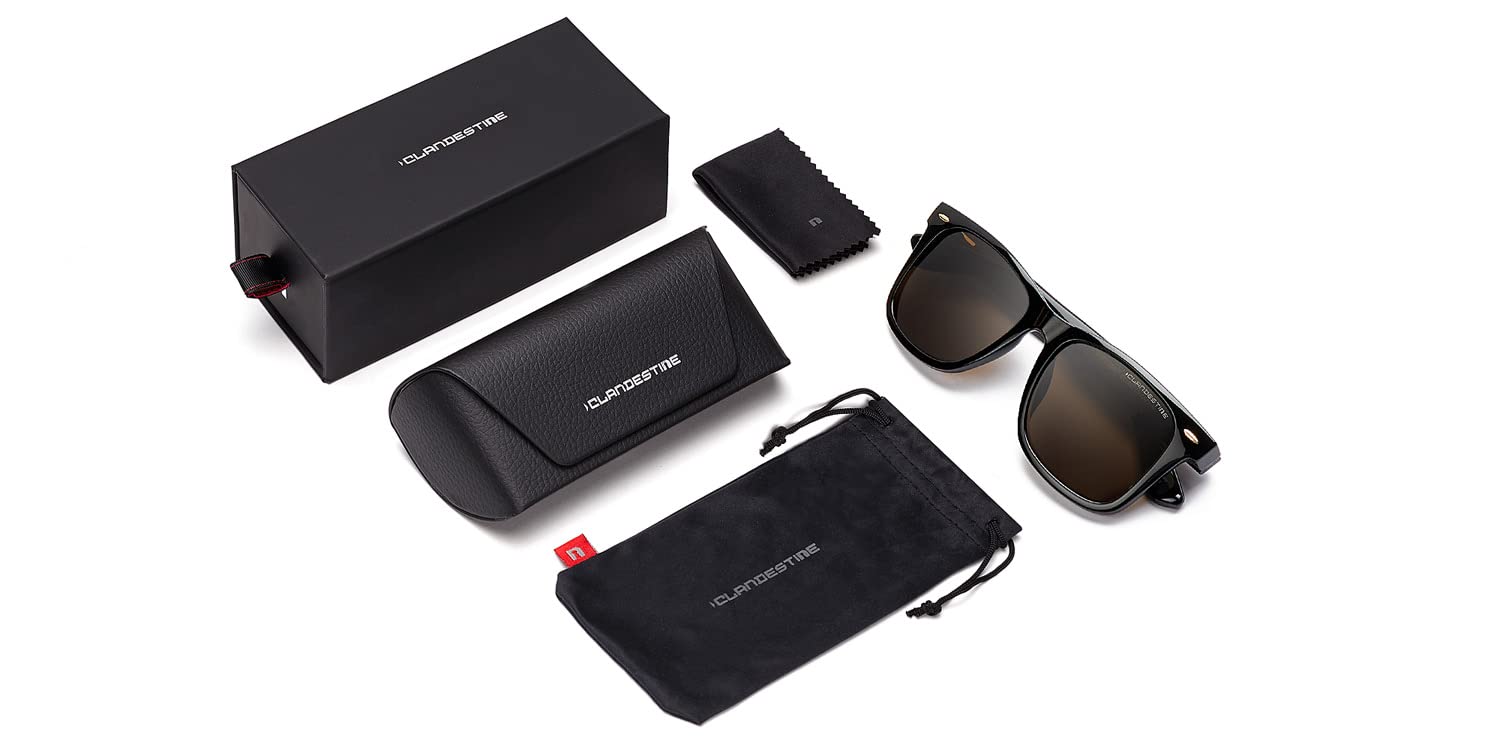 CLANDESTINE - Sonnenbrille für Herren und Damen - Modell Soho - Braune Nylon HD Gläser und TR90 Kunststoffrahmen - Farbe Habana Brown - One Size - Inklusive Smart Vision Technologie - Bessere Sicht