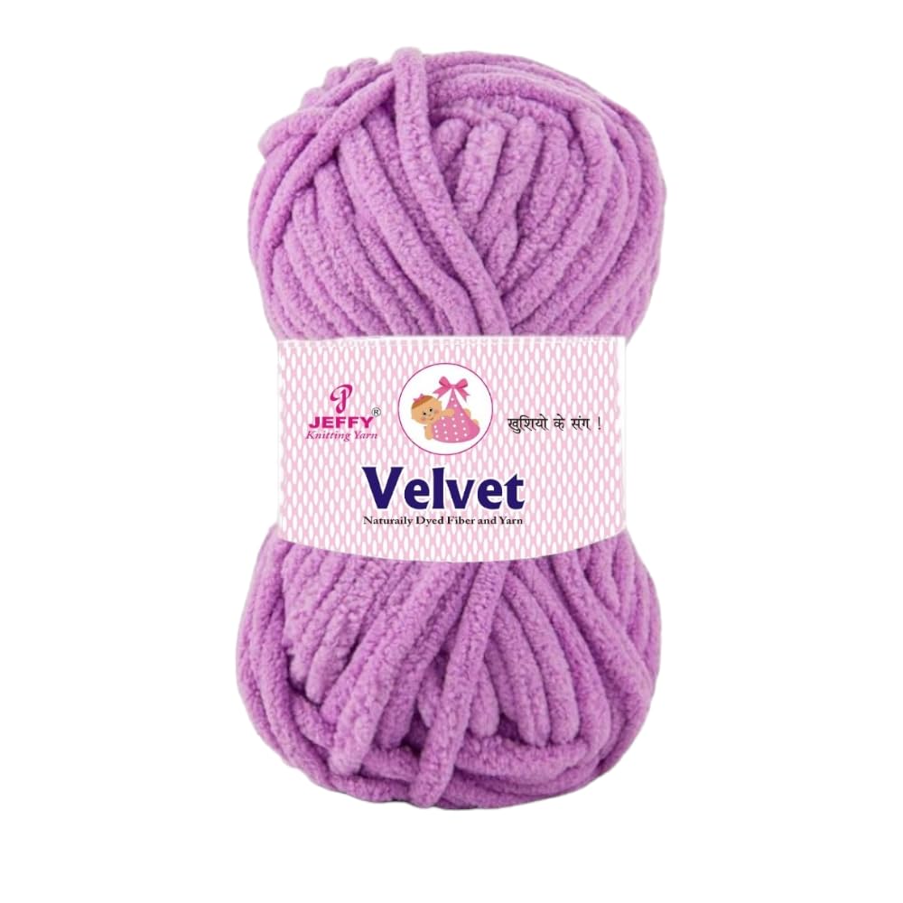 JEFFY Velvet 100% Polyester Best Used with Knitting Needles Hand Knitting and Crochet Yarn Super Soft Chenille Yarn(1Ball -100Gms Each) (600, Purple Shade no-32) (B0D9P4MH2J) Amazon Price History, Amazon Price Tracker