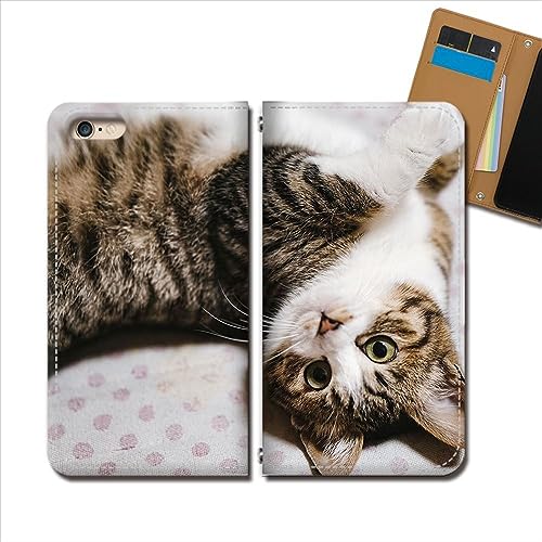 AQUOS wish5 SH-M32 ケース スマホケース 手帳型 ベルトなし 猫 ねこ ネコ にゃんこ 動物 ペット 癒し 手帳ケース カバー バンドなし マグネット式 バンドレス 猫 デザインC eb365020138003