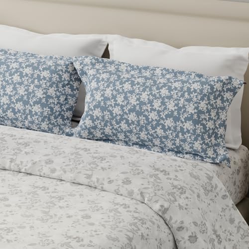 Image of Layers 100% Cotton for Double Size Bed | 120 TC Floral, Soft, Breathable, Machine Washable Bedsheet with 2 Pillow Covers | Forever Collection (224 x 254 cm) - Grey