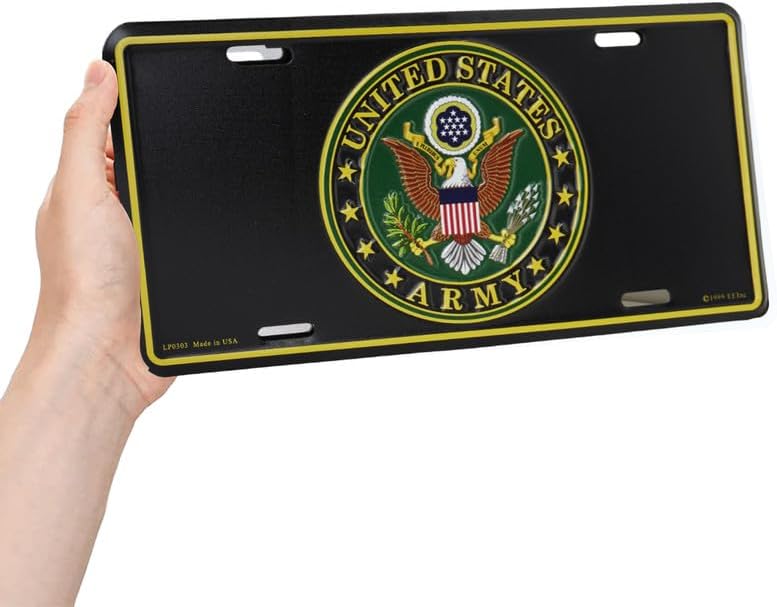License Plate with United States Army Logo | Standard Size 6" x 12", License Plate of Cars, SUVs, Trucks and minivans Aluminum 4 Holes|Universal fits Officially Licensed