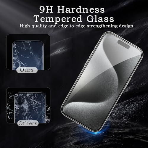 Image of Screen Protector for iPhone 15 Pro Max, Tempered Glass Film, Ultra HD 9H Hardness Case Friendly Anti Scratch Bubble Free Ultra Resistant Oil-Resistant Shatter Protection, 3-Pack