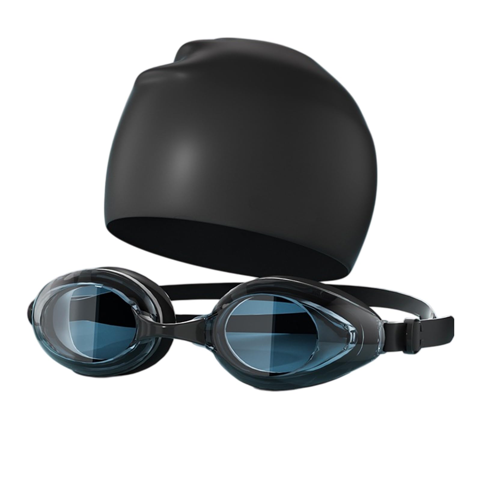 Adults Swim Goggles and Silicone Swim Cap Set, Anti Fog No Leak Swimming Goggles, Waterproof Swim Accessories for Men Women Pool Open Water Diving