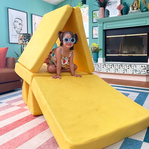 Image of Nugget - The Original Play Couch for Kids - Modular Foam Children's Sofa for Playroom, Imagination, & Creative Open Ended Play - Washable & Convertible Playroom Furniture, Lemonade