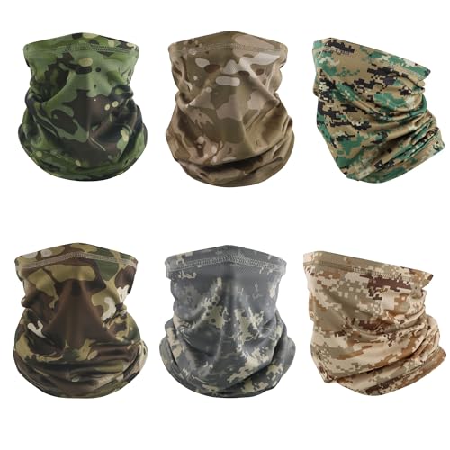 Image of Neck Gaiter Face Mask, Sun Cooling Dust Camouflage Face Shield, Reusable Washable Bandana