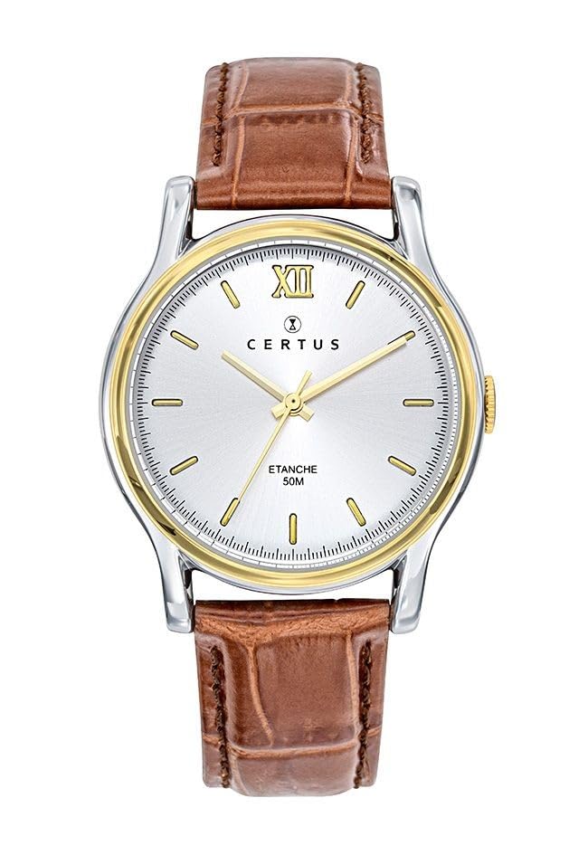 Certus Montre Homme Acier Bicolore Cuir Marron 611299