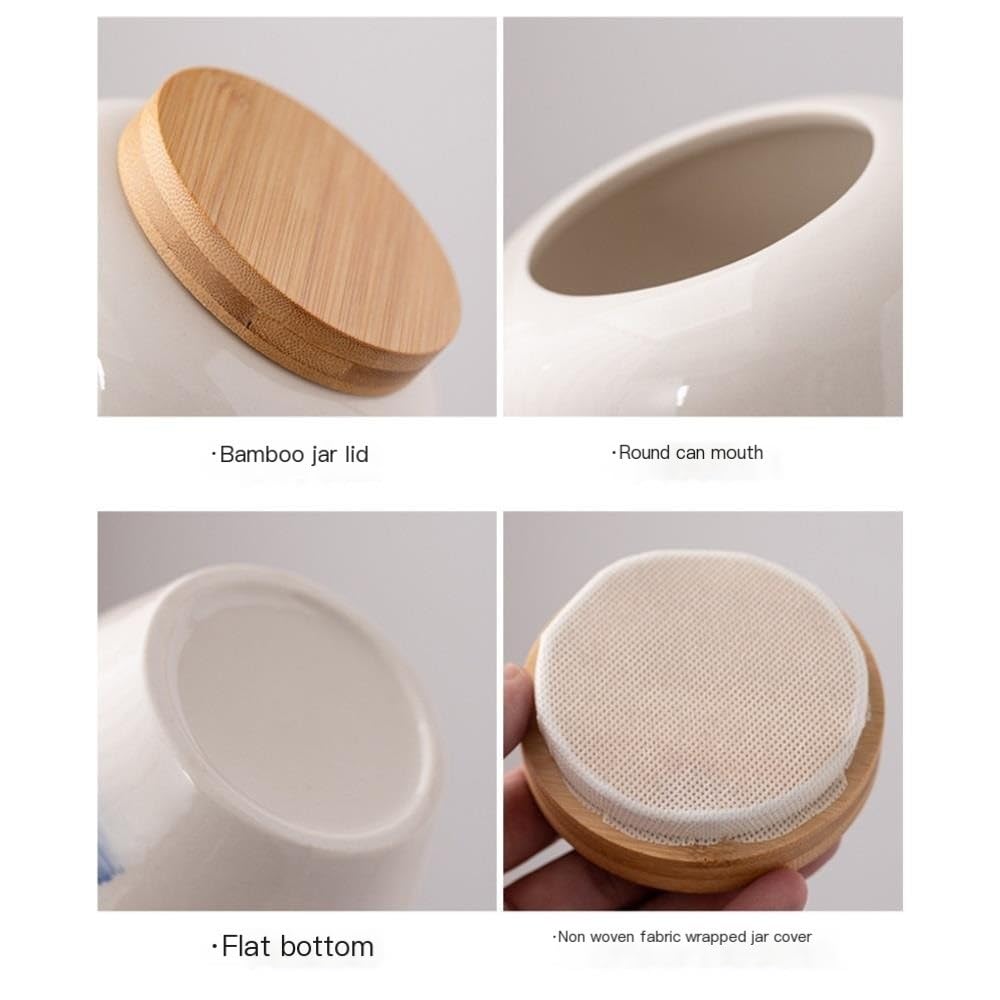 Lata de té Recipiente for almacenar té Suelto Pintado a Mano Vintage, Tarro de cerámica Sellado, Juego Chino, Caja Regalo con Doble Carrito de té(A)