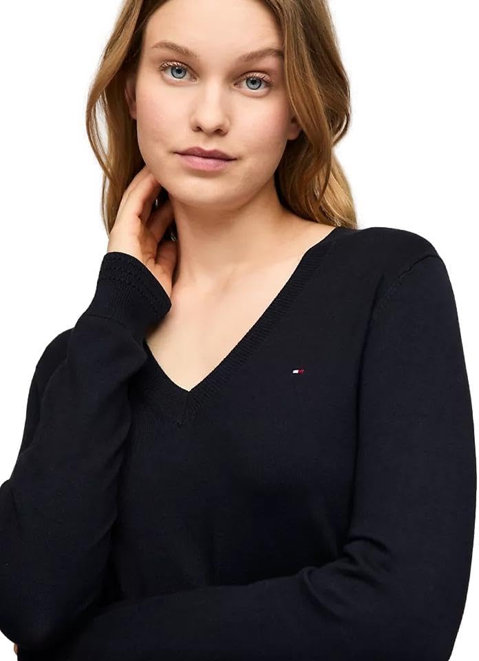 Tommy Hilfiger Womens Classic Fit Lightweight V-Neck Sweater - Image 3