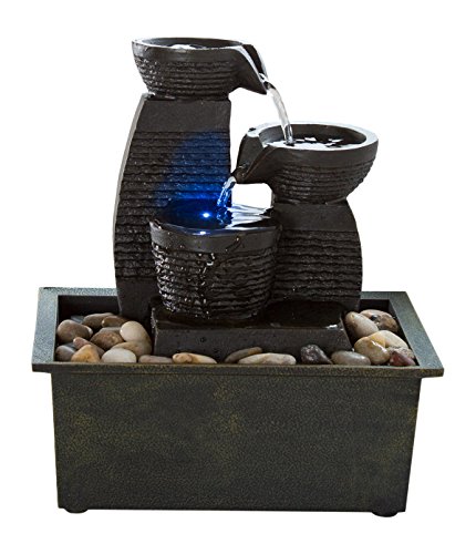 Indoor Water Fountain With LED Lights- Lighted Jug Tiered Tabletop Fountain With 3