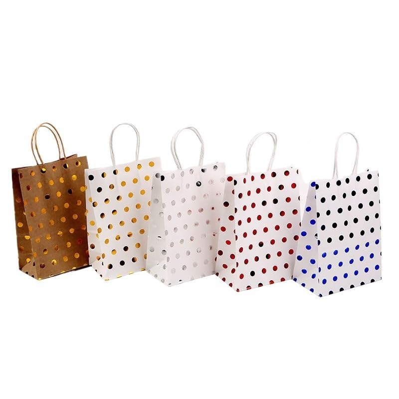 10/15/20/30 Stück Kraftpapier-Geschenktüten mit goldenen Punkten